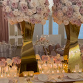 跨境婚庆道具金色不锈钢路引婚礼堂酒店餐桌插画花器布置摆件装饰