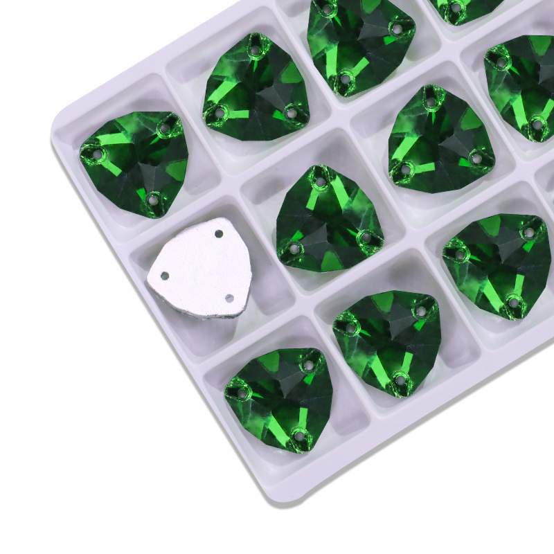 Triángulo gordo plano taladro de costura de mano triángulo gordo de vidrio de botón plano accesorios joyería DIY accesorios de ropa taladro