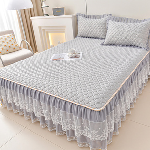 Cool Silk Latex Mat Bed Skirt Three-Piece Set Ice Silk Mat Machine Washable 2025 New Summer Cool Quilt Soft Mat Four-Piece Set