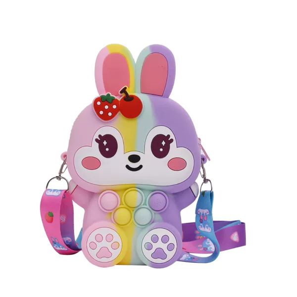 Children's Bag Rabbit Silicone Crossbody Bag Girl's Cute Mini Coin Purse Crossbody Bag Mobile Phone Small Bag Shoulder Bag