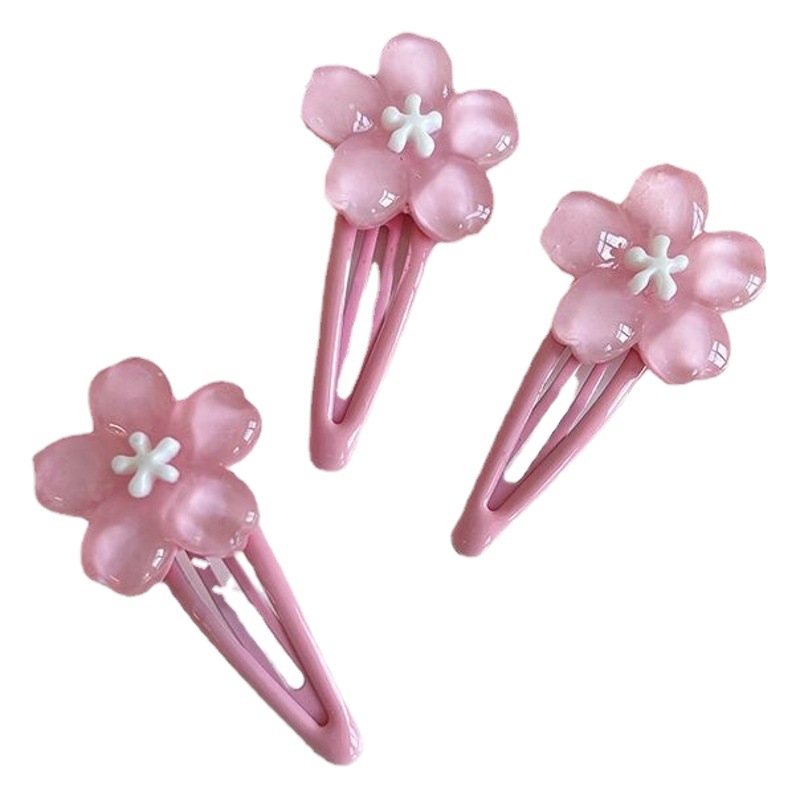Sweet Pink Cherry Blossom Hairpin Cute Simple All-match Women's Side Broken Hairpin Ins Front Child Pink Bangs Clip