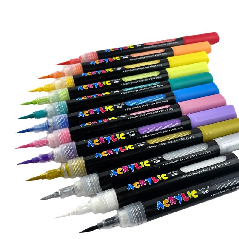 Bolígrafo de acrílico blando de nylon bolígrafo de dibujo de estudiantes de graffiti bolígrafo de cepillo 24 colores plegables bolígrafo de color acuoso