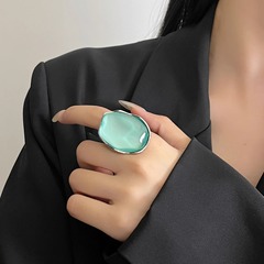 芸能人同風ニッチデザイン、キラキラ水の波紋オープンリング、軽い高級感とハイエンドの誇張された宝石リング