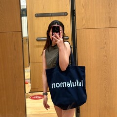 lulu2025新款帆布包单肩大容量轻便手提布袋托特包17l学生购物袋