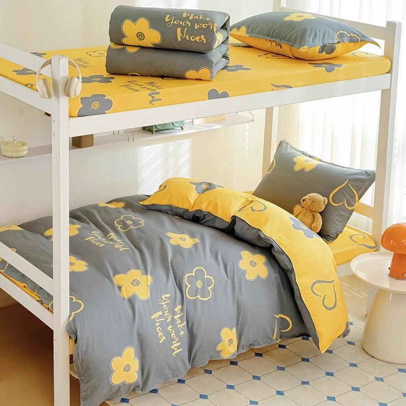 100 cubierta de edredón de algodón dormitorio de estudiantes de una sola pieza cubierta de edredón de algodón 120x200 una sola persona doble dormitorio conjunto de edredón de tres piezas