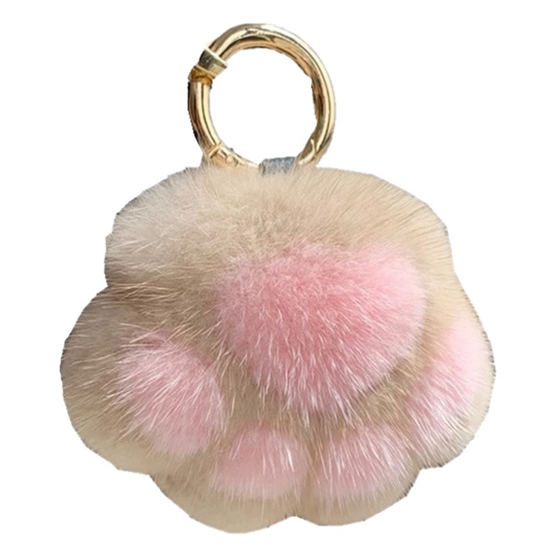 Pequeño gato garra adornos imitación de piel visón lindo felpa coche llavero colgante accesorios regalo cumpleaños