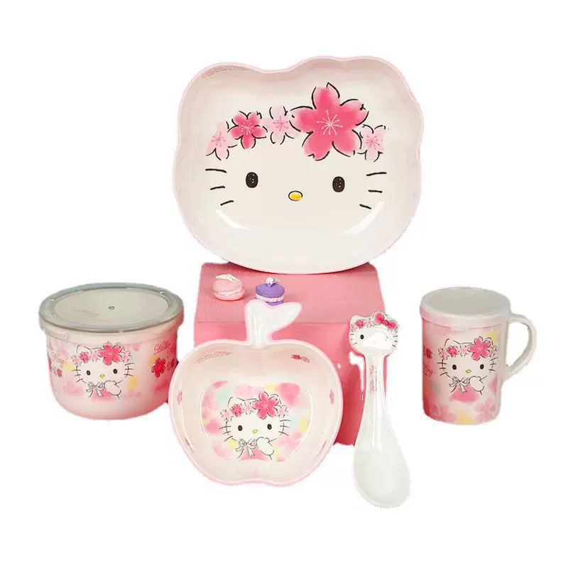 Hello kitty, посуда, качественная мультяшная тарелка для кормления