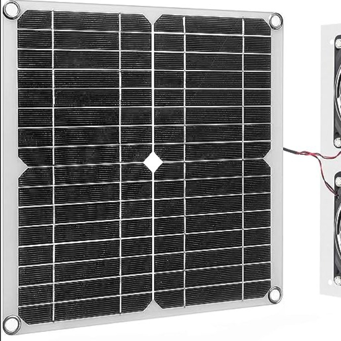 20W18V太阳能电池板风扇排气扇适用于温室鸡舍棚屋狗屋外屋顶通风