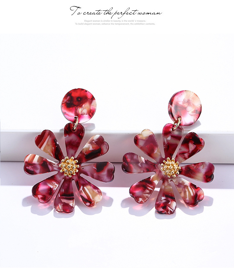 Retro Flower Alloy Acetic acid sheets Womenu0027S Drop Earrings 1 Pair