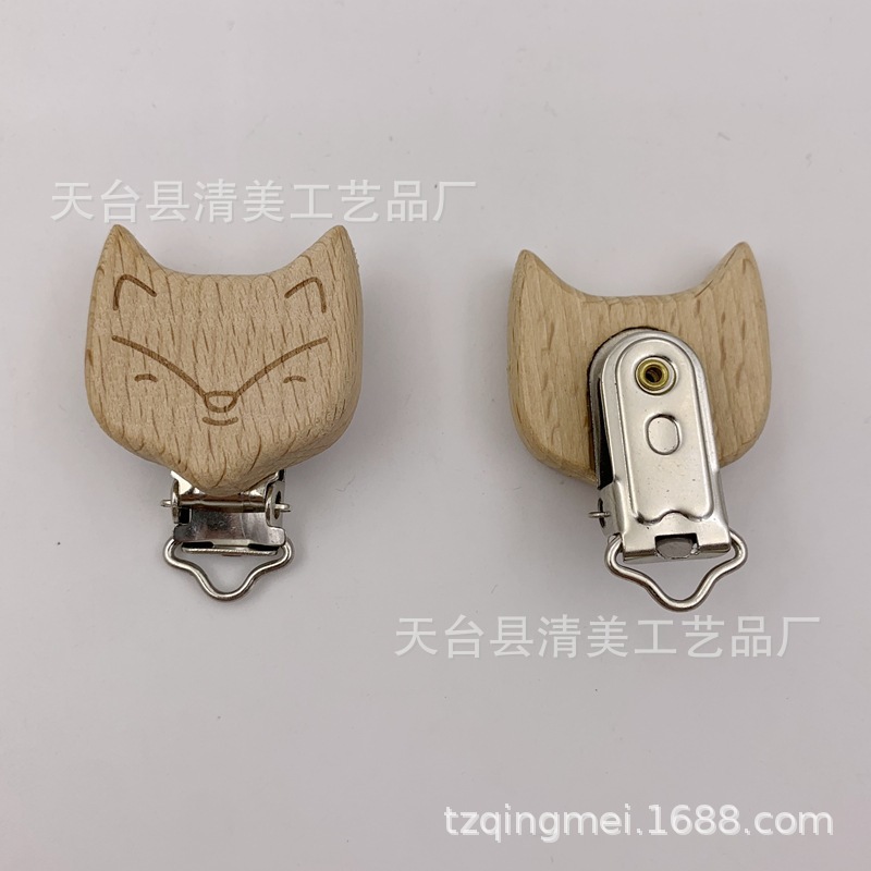 Clip de chupete de animales de dibujos animados de haya/clip de leche en polvo para calmar la cadena de chupete anti-pérdida