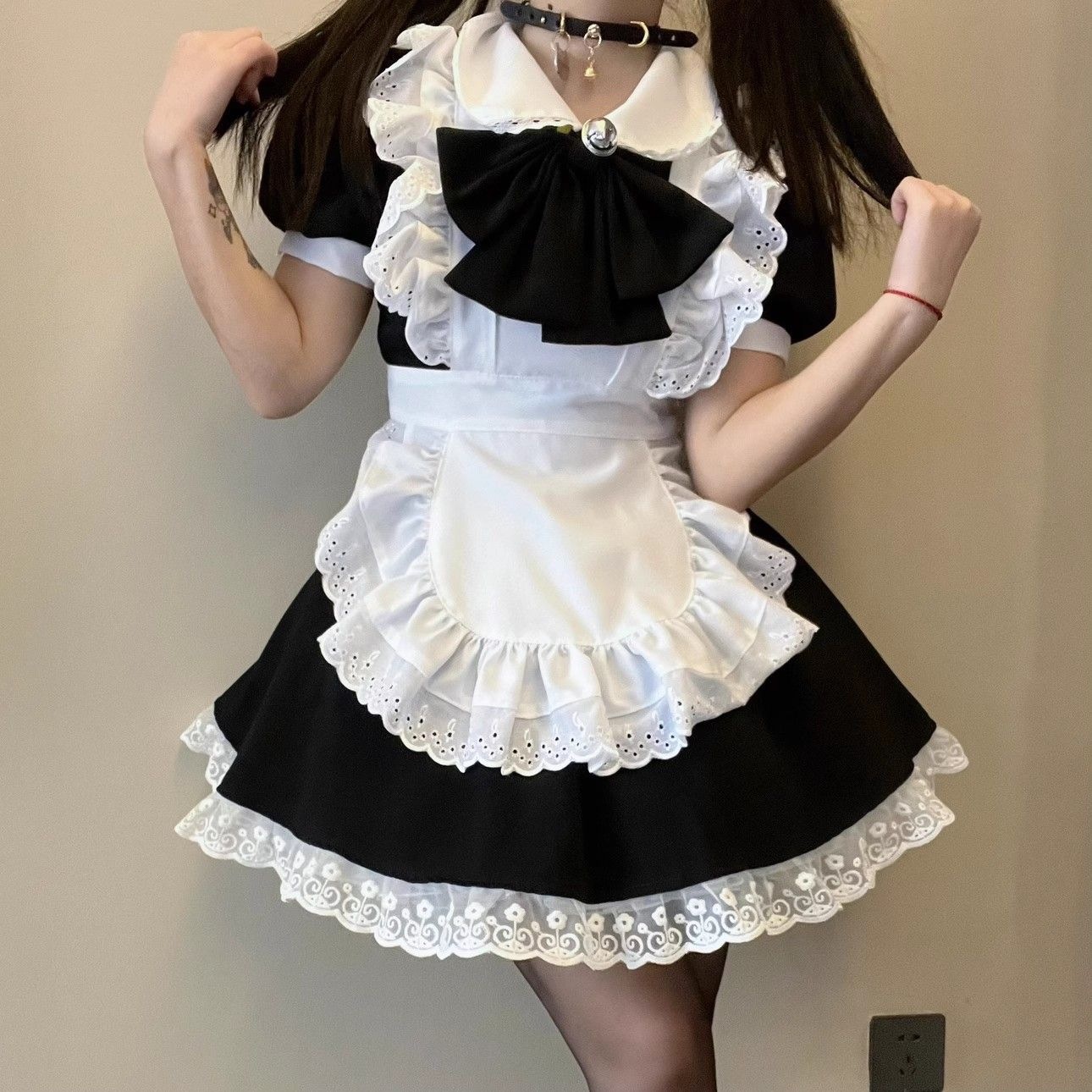 现货多巴胺女仆装服洛丽塔废土风蝴蝶结连衣裙cosplay动漫围裙lol