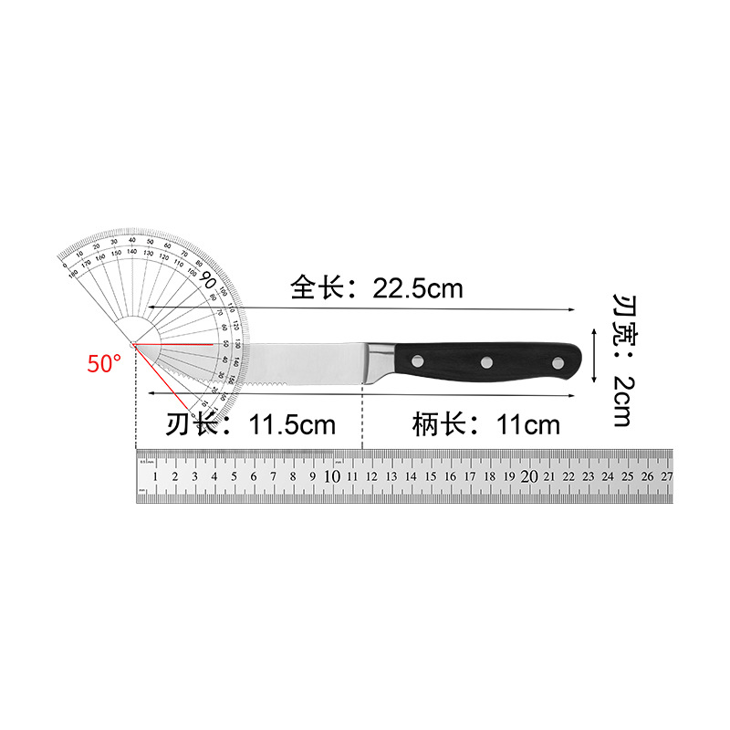 Cuchillo de acero inoxidable de madera de color personalizado cuchillo de acero inoxidable cuchillo de cocina de madera de color ABS mango image 11