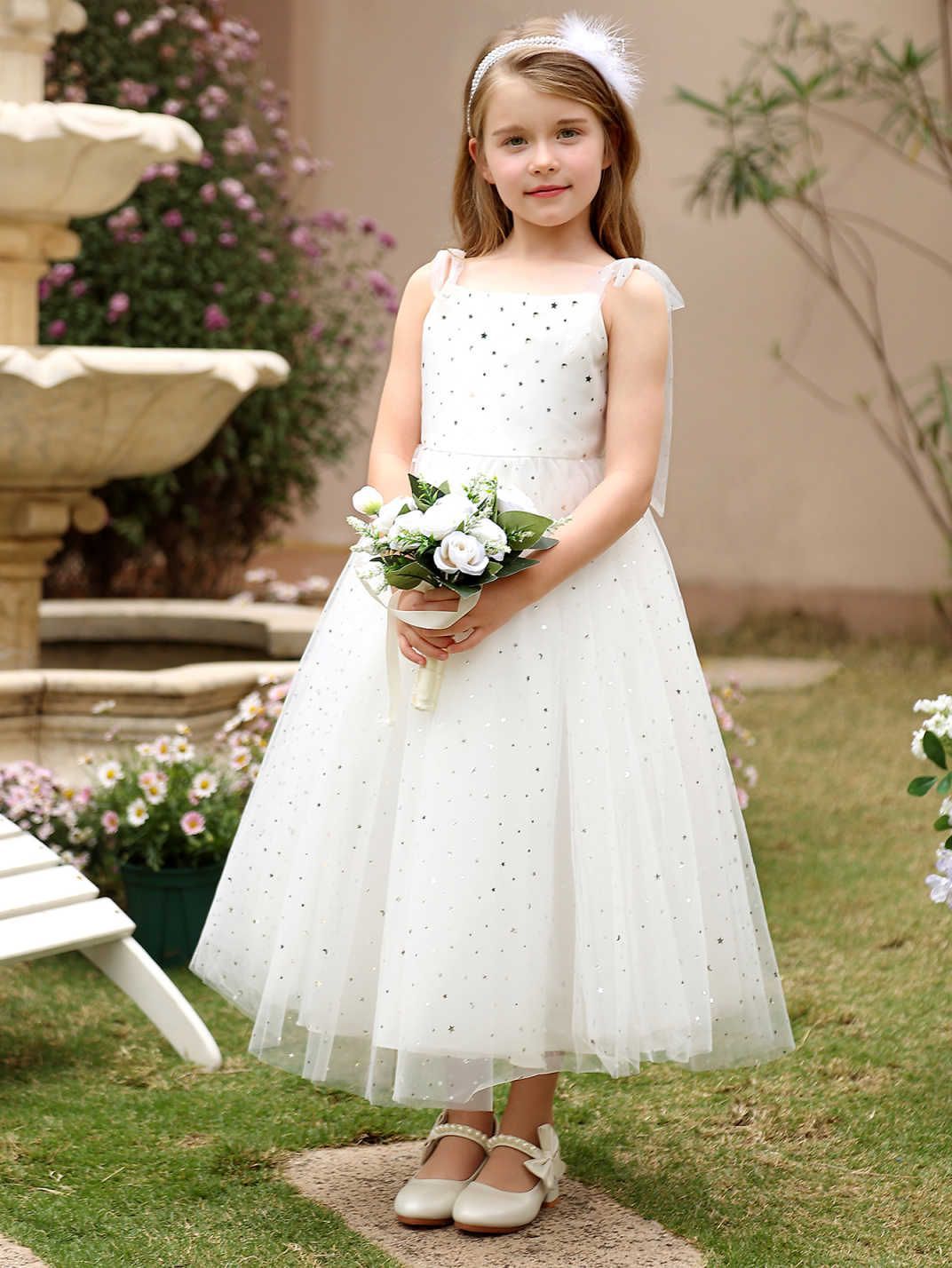Nuevo vestido de princesa con tirantes para niños de Amazon transfronterizo, vestido de niña de flores, vestido de gasa hinchado, vestido de presentadora de niña