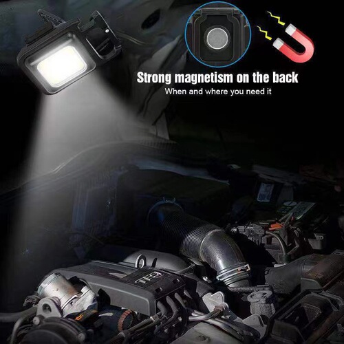 Multifunctional keychain light Type-C rechargeable magnetic work light Outdoor mini keychain portable light