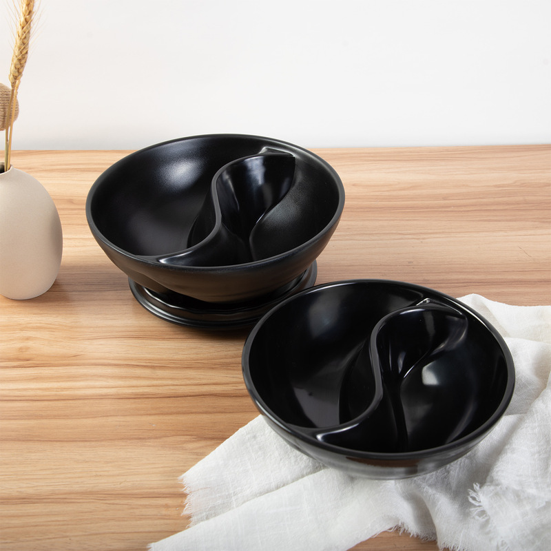Melamine Creative Round Bowl, Mandarin Duck Bowl, Double-Compartment Soup Bowl, Tai Chi Bowl, Tableware, Household Fruit Salad Bowl, Divided Commercial Use Melamine Creative Round Bowl, Mandarin Duck Bowl, Double-Compartment Soup Bowl, Tai Chi Bowl, Tableware, Household Fruit Salad Bowl, Divided Commercial Use