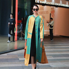 大码印花长款风衣女秋冬大衣高级感开衫妈妈洋气减龄过膝显瘦外套