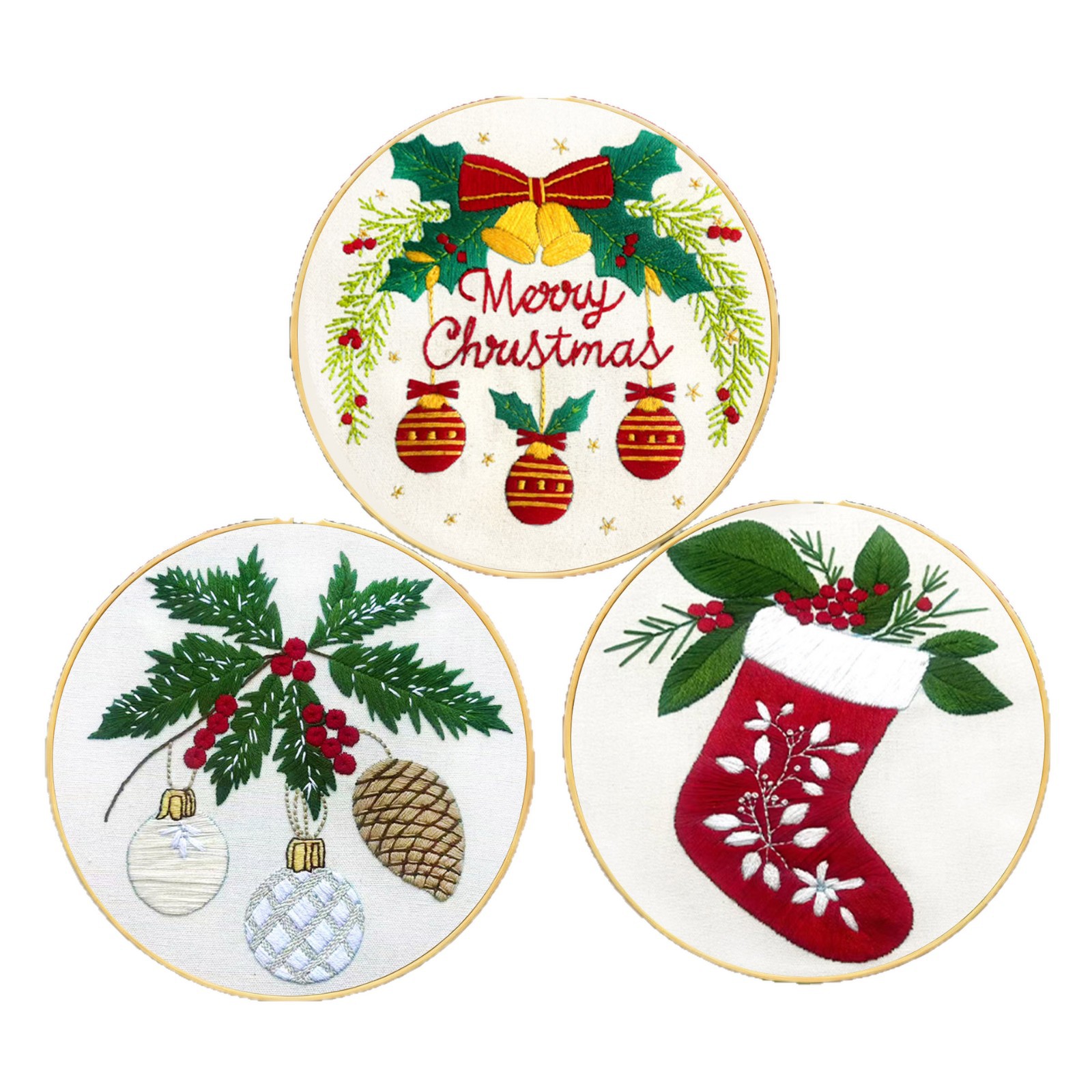 Navidad transfronteriza bordado a mano kit DIY material paquete de medias navideñas con campanas decoración del hogar de vacaciones al por mayor