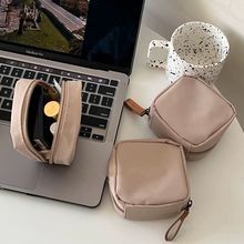 口红收纳包~日系冷粉色小方包尼龙防水化妆包随身小包小号高级女