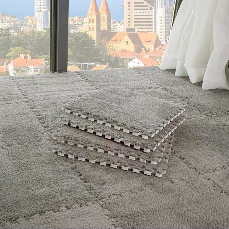 Plush Patchwork Bedroom Carpet Square Puzzle Foam Floor Mat_voghion.com