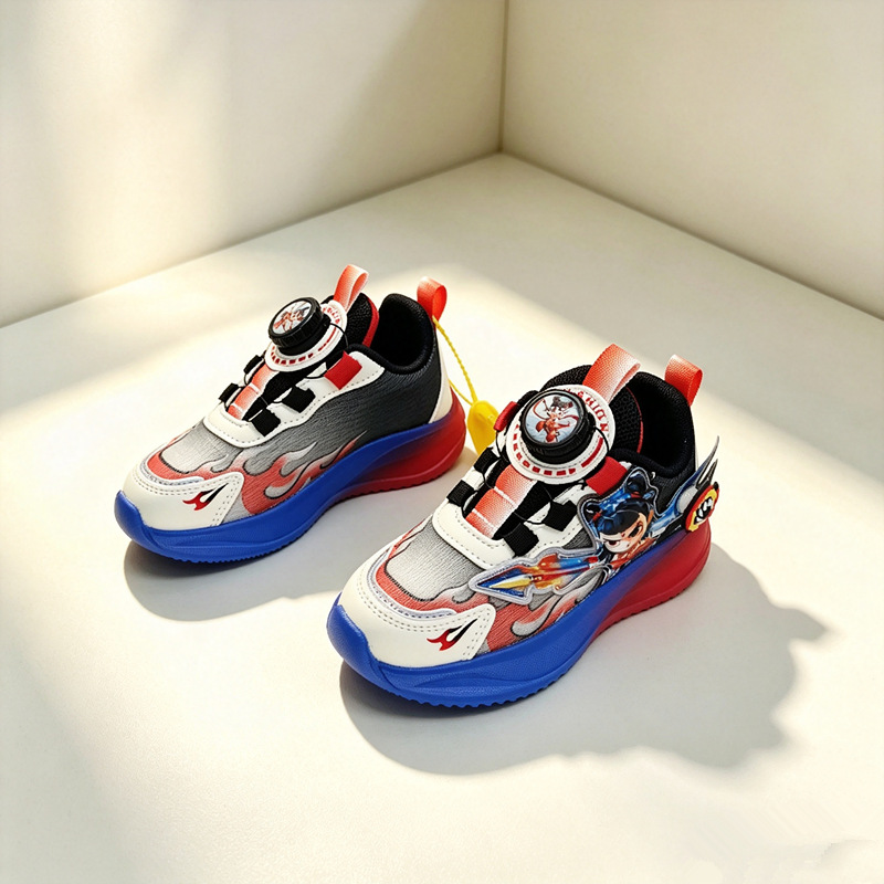 Zapatillas Coolbee Wasp de doble malla para niños de 3 a 6 años, zapatillas Nezha con molino de viento y luces.