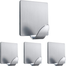 跨境304不锈钢单钩免打孔挂钩强力黏贴无痕勾挂衣钩门后衣钩衣帽