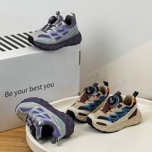 2025秋季新款男童时尚旋转扣运动鞋中大学生跑步鞋儿童鞋批发