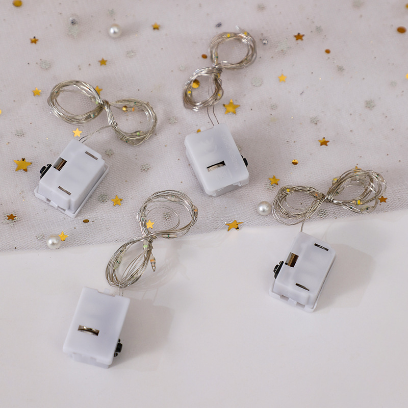 Cadena de luz led pequeña luz alambre de cobre luz vacaciones decoración colorido luz flor regalo pastel botón luz atmósfera ramo luz