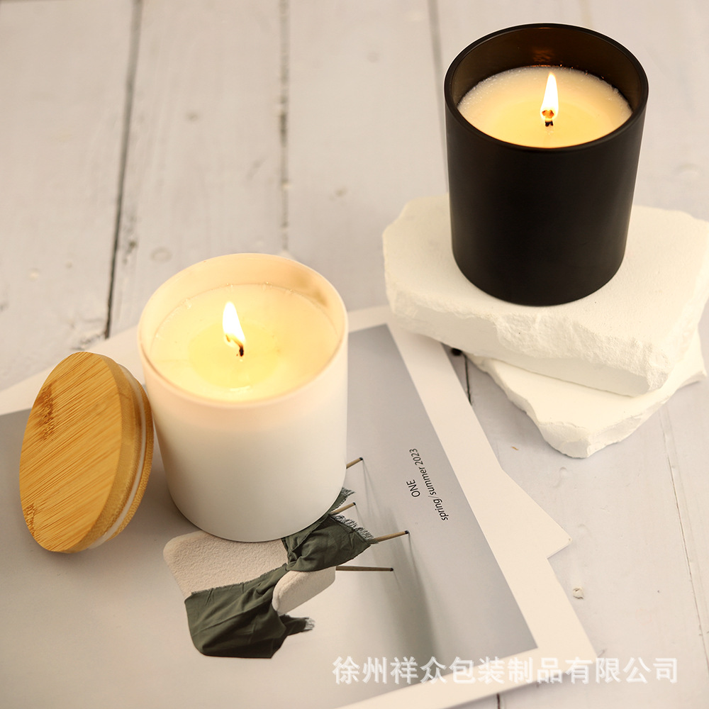 Vela de venta caliente transfronteriza Vela de vidrio de color de bricolaje Vela Tarro de vidrio transparente con tapa de madera Vaso vacío Contenedor