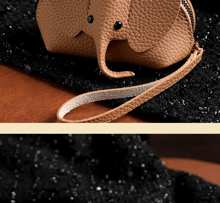 Daily, Shopping Occasion Pu Leather Material Women's Elephant Solid Color Pu Leather Zipper Coin Purses