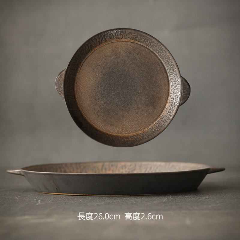 Platos de cerámica vintage japonés, plato de pasta de cerámica, plato de filete creativo, plato de ensalada casera, plato de comida occidental