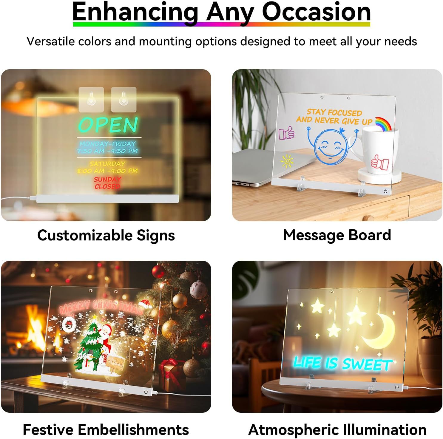 7-Color Touch Glowing Message Board Anti-Scratch DIY Handwriting Colorful Painting LED Acrylic Writing Board Night Light