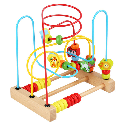 Large wooden bead-winding educational bead toy for 2-3-4-year-old babies and children hand-eye coordination bead-winding toy wholesale