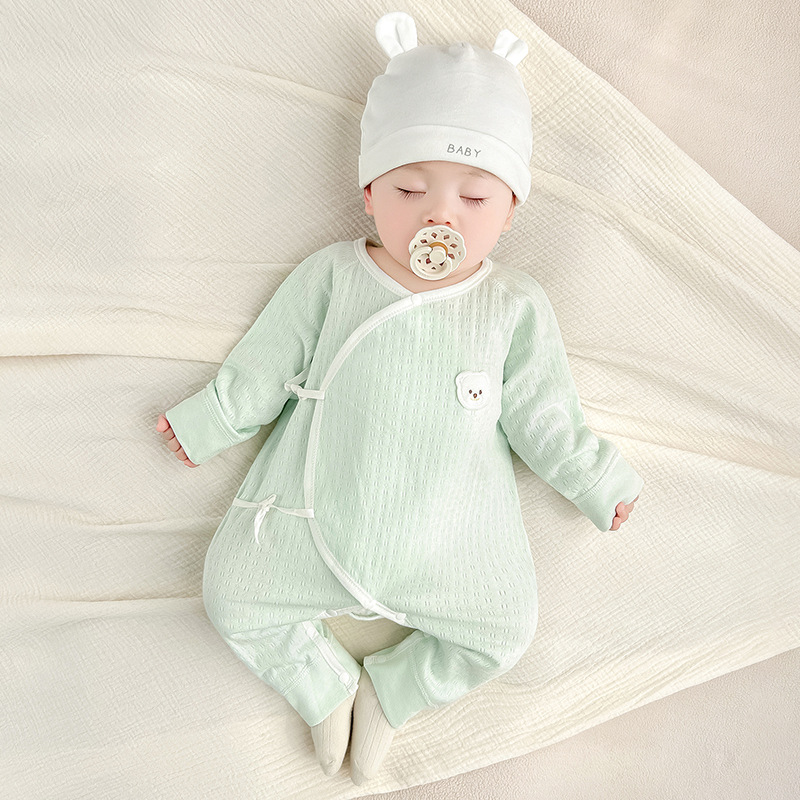 Ropa de bebé recién nacido para primavera y otoño, pelele estilo monje de algodón puro, capa base fina para 0-3 meses, mono para bebé recién nacido.