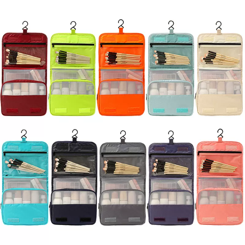 亚马逊新款涤纶挂钩包旅行洗漱包大容量挂袋防水收纳包化妆包批发