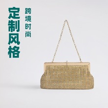 跨境热卖水钻女包手提晚宴包斜挎满钻纯手工手拿包宴会包镶钻包