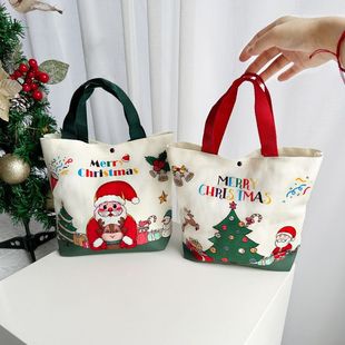 New Foreign Trade Spot Christmas Gift Bag Gift Bag Cartoon Santa Claus Snowman Tote Bag Canvas Bag