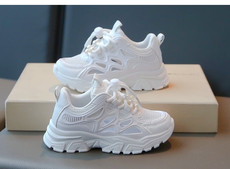 Chunky sneakers för flickor andas mesh med plattform_voghion.com