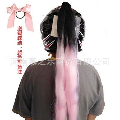 Helmet Ponytail with Bow, Motosiklet dəbilqələri - black-pink-loose-ponytail-with-bow