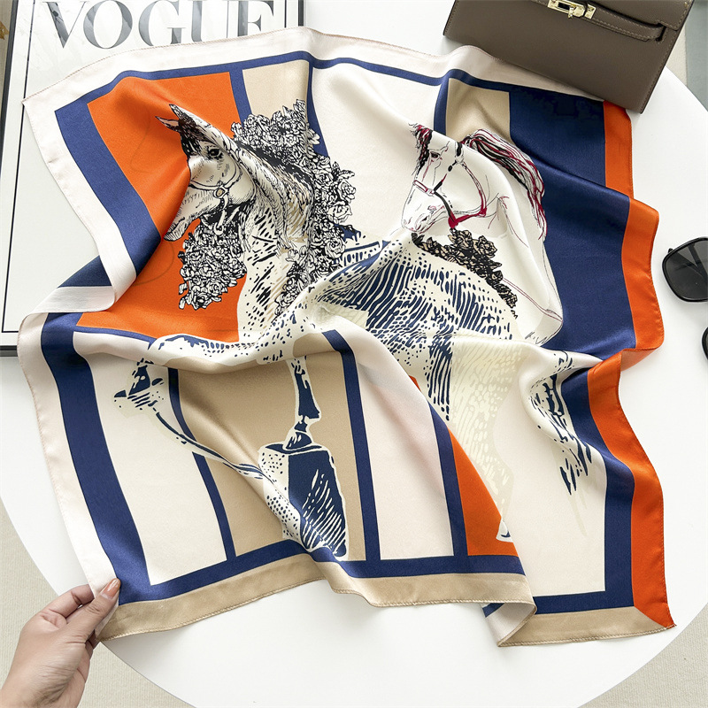 白黒の幾何学のストライプの韓国版の百合のシルクのスカーフの桑のシルクのスカーフの女性の春夏のファッションの薄いタイプのスカーフの贈り物