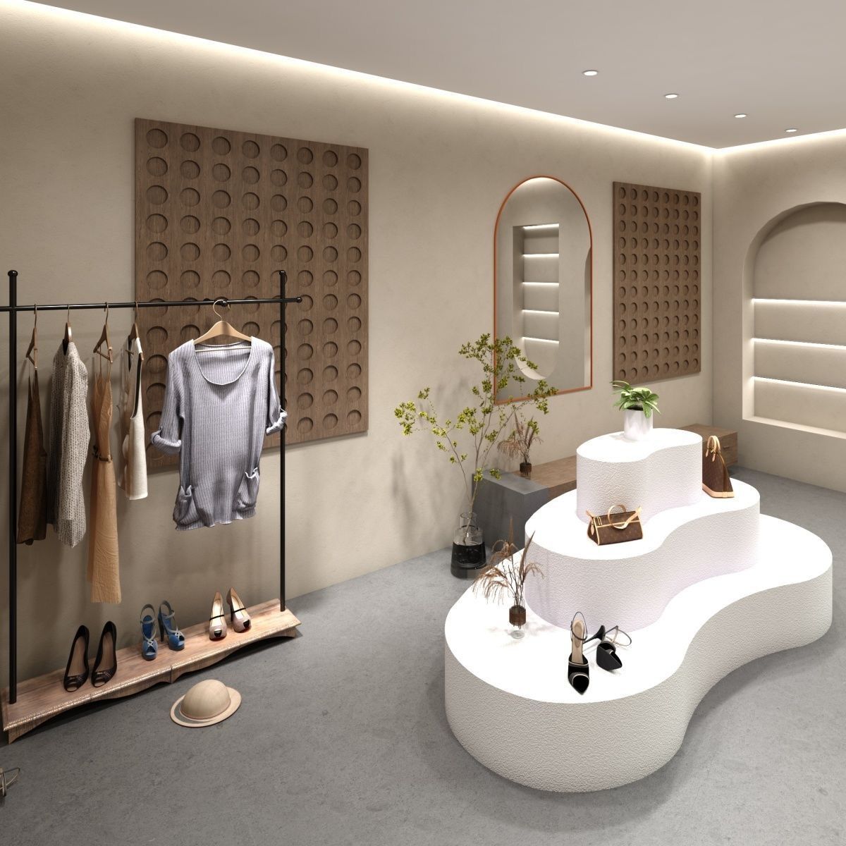 服装鞋包店鲜花店中岛展示台异形台摆台网红陈列中岛架展示台