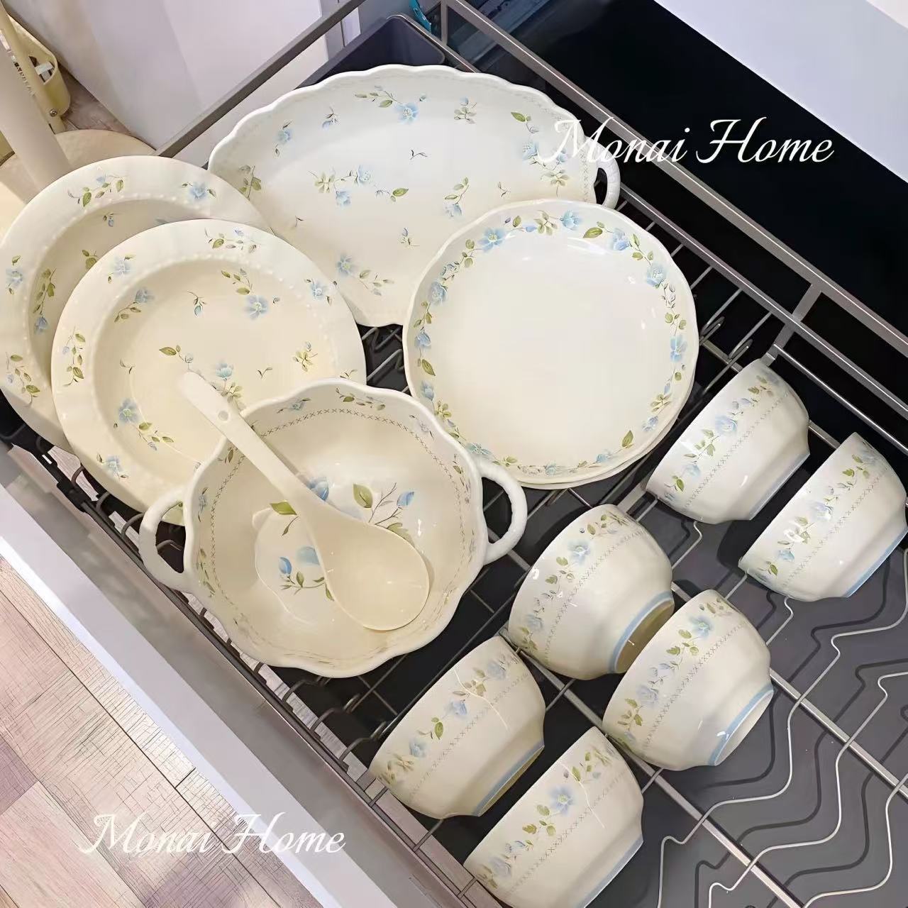 Conjuntos de platos de cerámica de alto valor de esmalte amarillo de estilo de crema, platos de arroz caseros, platos de sopa, platos de sopa