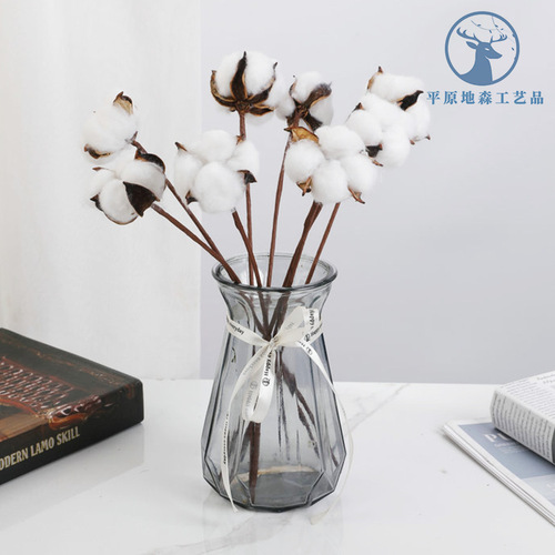 Cotton dried flowers Christmas cotton single colorful cotton flower arrangement props diy simulated cotton Christmas accessories immortal flowers