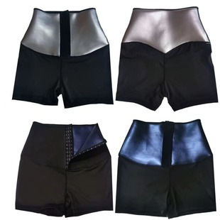 Waist Thickened Coated Three-Quarter Shorts Women's Fitness Shaping Pants High Waist Buttoned Arm Lifting Tummy Control Pants Yoga Pants