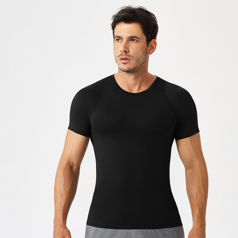 男性タイトフィットネス半袖高弾性通気性フィットネス速乾服吸湿排汗ランニングトレーニングスポーツtシャツ|undefined