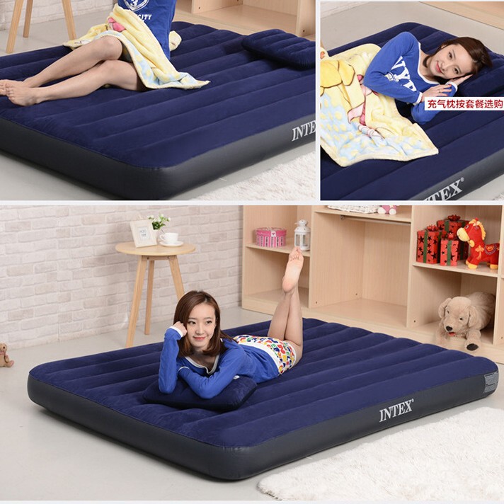 INTEX Inflatable Mattress Double Household Heightened Thickened Inflatable Mattress Outdoor Camping Mattress Easy to Carry