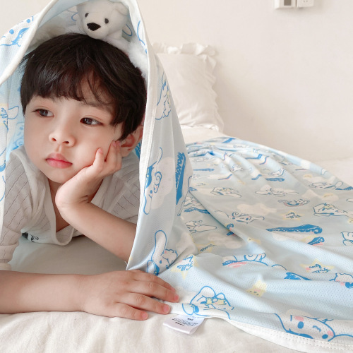 Factory Direct Sales Ice Silk Blanket Baby Cold Sensation Blanket Newborn Children's Cover Blanket Summer Thin Double Layer Cooling Towel