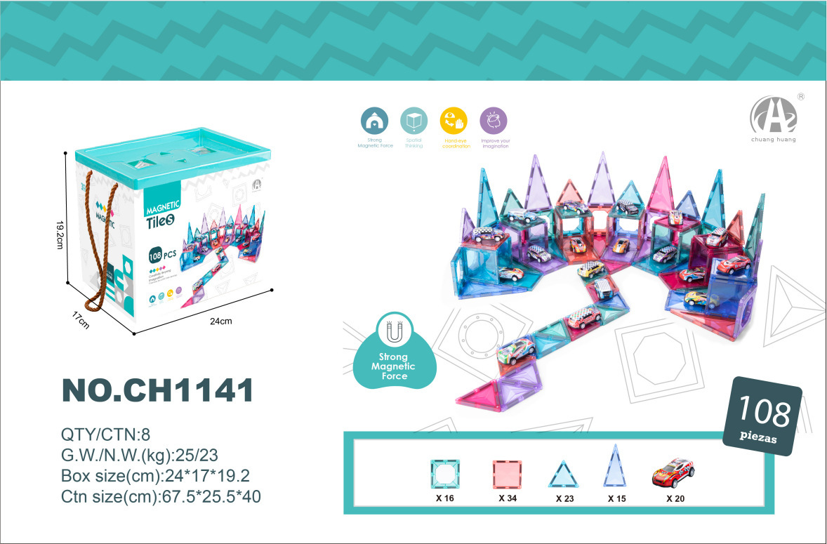 7.5CM 다이아몬드 표면 자기 시트 주차장 108PCS