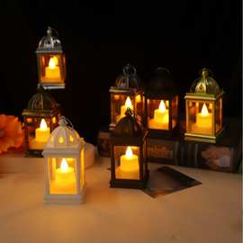 跨境圣诞节led圆顶镂空风灯创意复古风灯 装饰蜡烛灯节日装饰摆件
