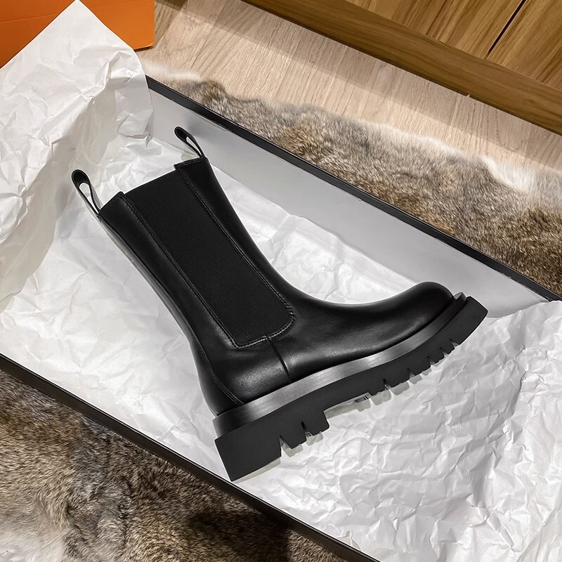 Women's Thick-Soled Martin Boots 2024 Autumn and Winter Chimney Boots British Style Chelsea Height-Increasing Short Boots with Thick Soles