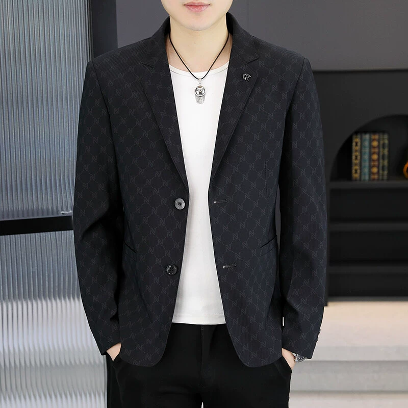 Новая весенняя мужская куртка, повседневный мужской тонкий костюм, синий, серый, черный, Wangwang, видео, дефолтный товар